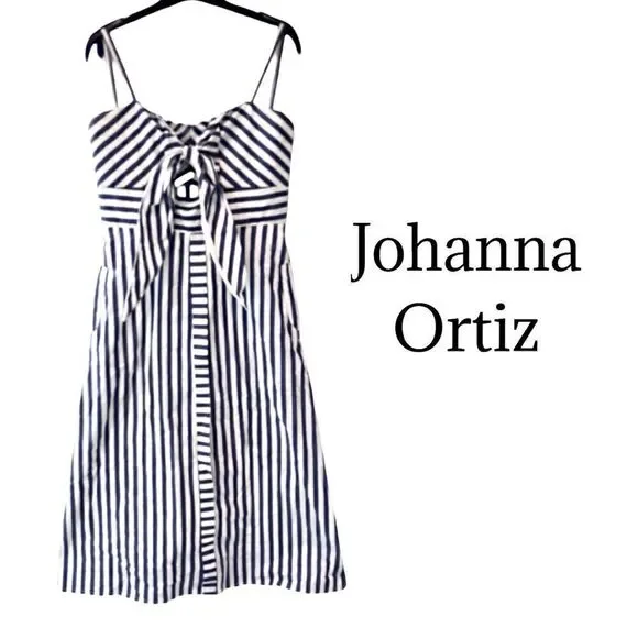 johanna ortiz blue and white dress JOHANNA ORTIZ Ruffled Blue & White Size US 6 Midi Dress